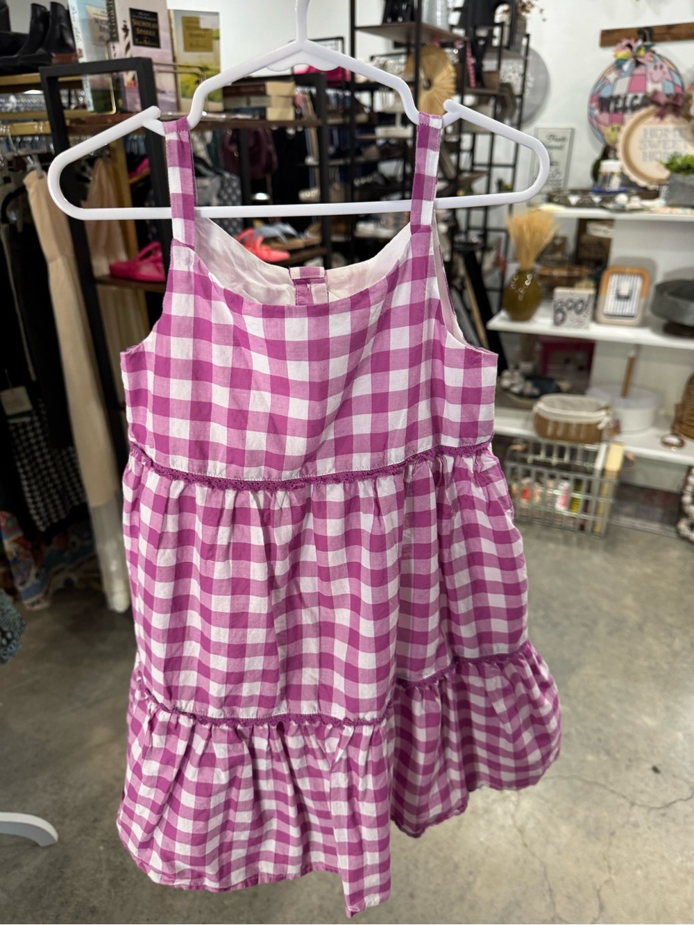 Janie and Jack Purple and White Gingham Tiered Sundress